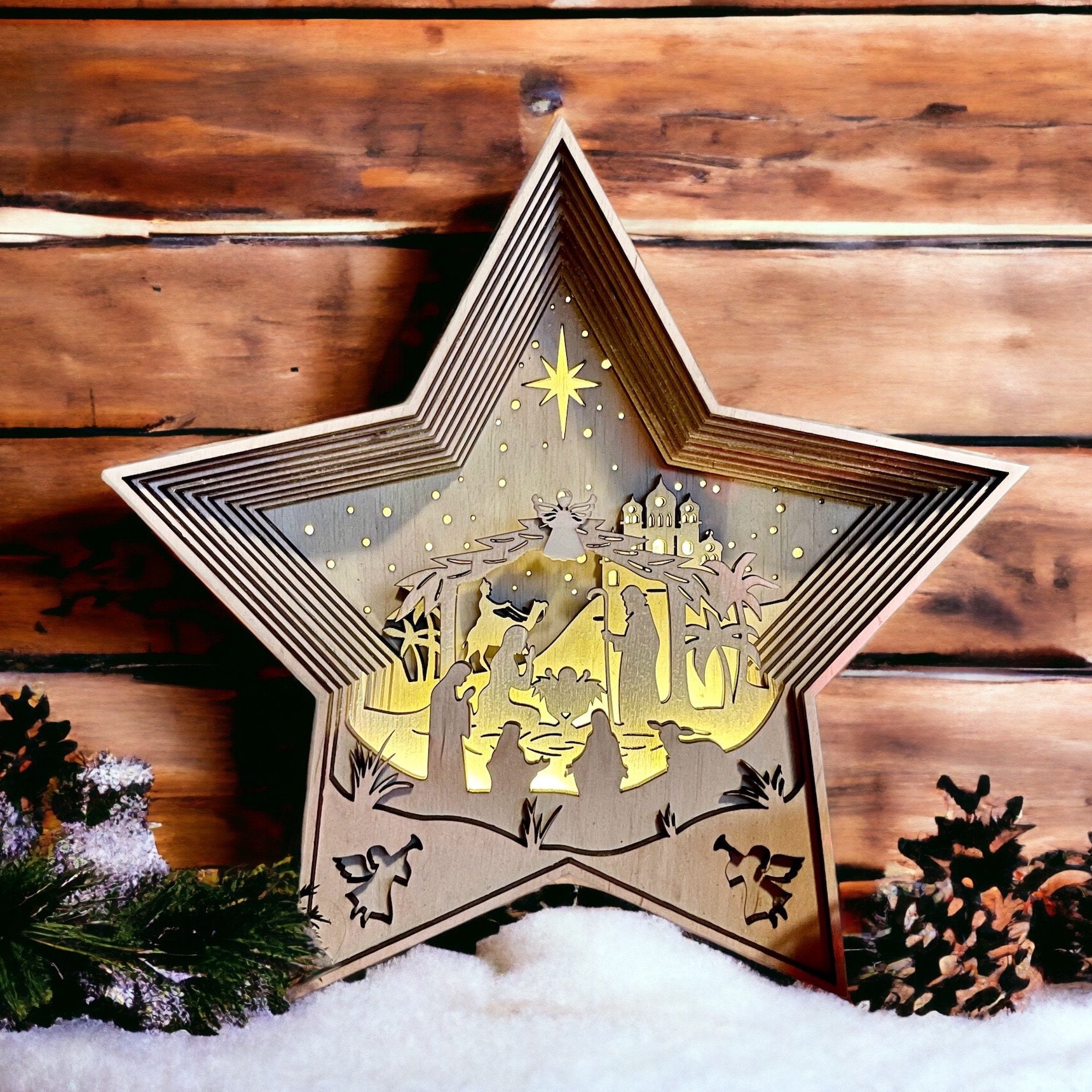 Weihnachtskrippe, Geburt Jesus, Christliche Dekoration, Traditionelle Weihnachtskrippe, handgefertigte Weihnachtskrippe, Krippe aus Holz, Perfektes Geschenk für Oma