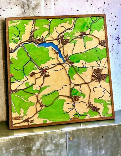 3D Landkarte, Koordinatenbild, Geschenk Hochzeitstag, Geburtstag, persönliches Geschenk Partnerin, personalisiertes Geschenk, Mehrschichtige Landkarte aus Birkenholz, handgefertigt.