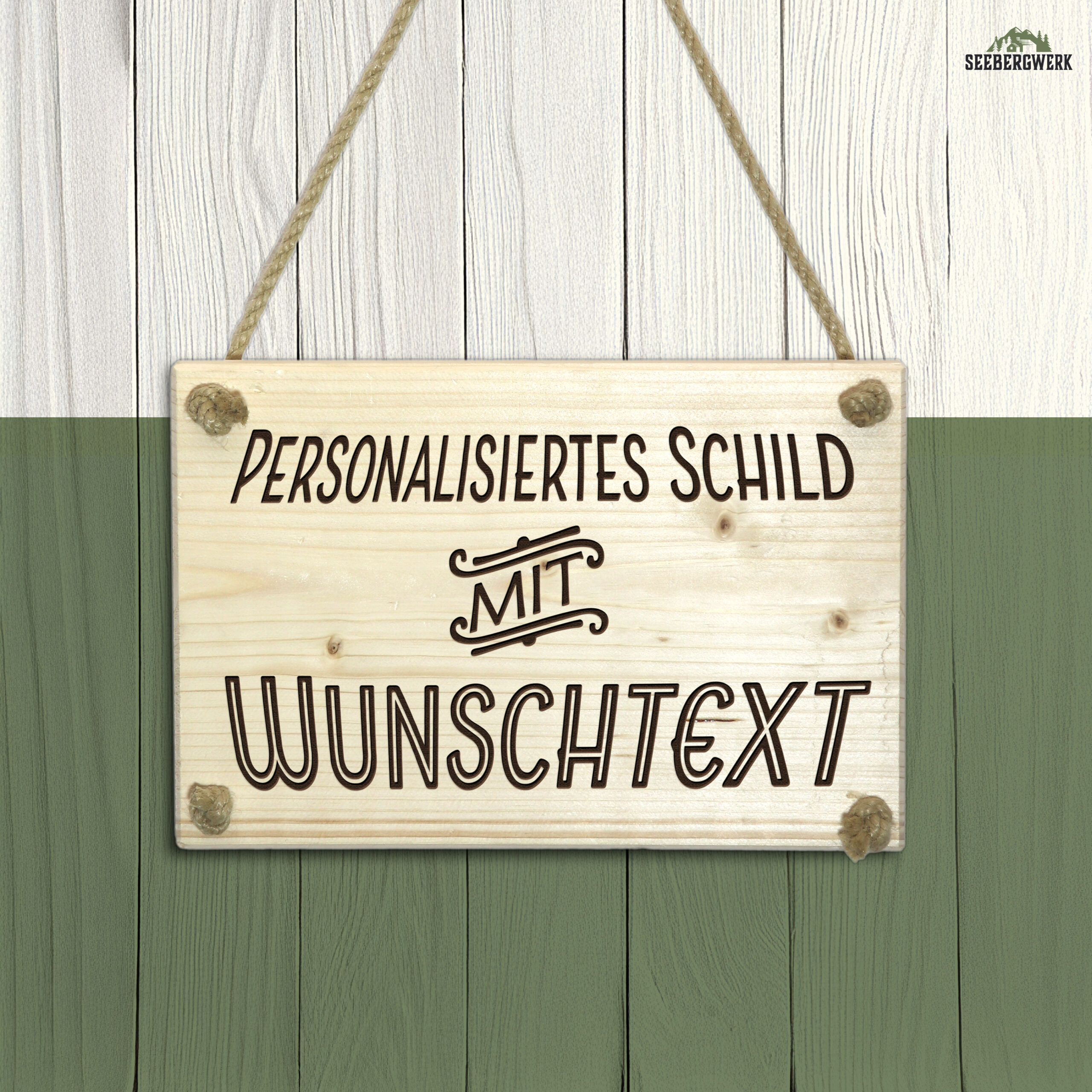 Rustikales Holzschild aus Massivholz mit Gravur