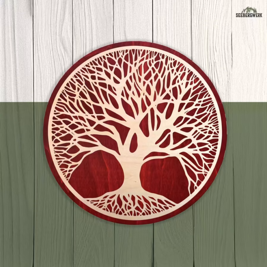 Lebensbaum aus Holz , Baum des Lebens aus Holz in Wunschfarbe. Spirituelle Wanddeko. Premium Qualität. Hochwertiges Birkenholz.